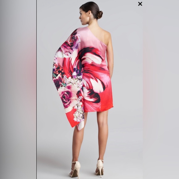Roberto Cavalli One-Shoulder Draped Floral Dress. - Picture 3 of 6